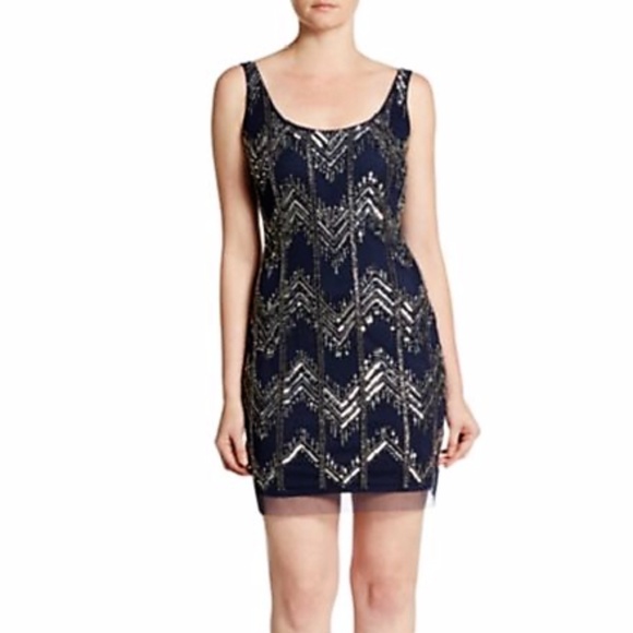 ADRIANNA PAPELL Dresses & Skirts - ADRIANNA PAPELL NAVY Beaded Cocktail Dress ~ NWT